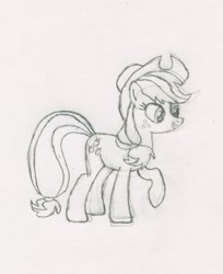 Size: 1037x1273 | Tagged: safe, artist:j4m35c, imported from derpibooru, applejack, female, monochrome, solo, traditional art