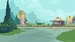 Size: 1279x717 | Tagged: safe, imported from derpibooru, screencap, keep calm and flutter on, background, golden oaks library, no pony, ponyville, railroad, train station