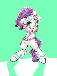 Size: 480x640 | Tagged: safe, artist:wan, imported from derpibooru, rarity, pony, bipedal, clothes, female, solo, stretching