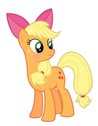 Size: 1530x1962 | Tagged: dead source, safe, artist:comfydove, imported from derpibooru, applejack, accessory swap, apple bloom's bow, blushing, bow, cropped, cute, female, hair bow, jackabetes, simple background, solo, transparent background, vector