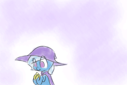 Size: 1280x853 | Tagged: safe, artist:bakasan, deleted from derpibooru, imported from derpibooru, trixie, pony, unicorn, the little magician, animated, banana, eating, female, mare