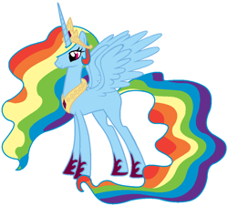 Size: 1024x927 | Tagged: safe, artist:beavernator, imported from derpibooru, rainbow dash, alicorn, pony, alicornified, female, race swap, rainbowcorn, recolor, simple background, solo, white background