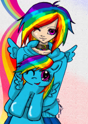 Size: 1127x1582 | Tagged: safe, artist:danielle-chan, imported from derpibooru, rainbow dash, human, female, filly, hair over one eye, human ponidox, humanized, solo, younger