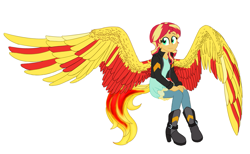 Size: 1421x873 | Tagged: safe, artist:catlover1672, imported from derpibooru, sunset shimmer, equestria girls, my past is not today, rainbow rocks, female, large wings, solo, sunset phoenix