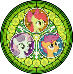 Size: 5250x5262 | Tagged: safe, artist:agryx, imported from derpibooru, apple bloom, scootaloo, sweetie belle, absurd resolution, cutie mark crusaders, disney, dive to the heart, kingdom hearts, stained glass