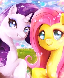 Size: 1400x1700 | Tagged: safe, artist:shaina29, imported from derpibooru, fluttershy, rarity, duo