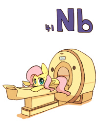 Size: 800x1000 | Tagged: safe, artist:joycall6, imported from derpibooru, part of a set, fluttershy, pegasus, pony, series:joycall6's periodic table, cute, female, mri scanner, niobium, periodic table, shyabetes, solo, weapons-grade cute