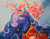 Size: 1600x1232 | Tagged: safe, artist:jorobro, imported from derpibooru, princess luna, cherry blossoms, eyes closed, female, kimono (clothing), solo, traditional art