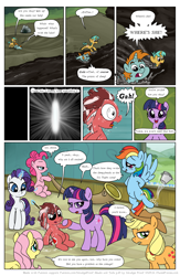 Size: 1300x2000 | Tagged: safe, artist:smudge proof, imported from derpibooru, applejack, fluttershy, pinkie pie, rainbow dash, rarity, snails, snips, twilight sparkle, oc, oc:tails, comic:heads and tails, coffee, comic, hospital, mane six, patreon