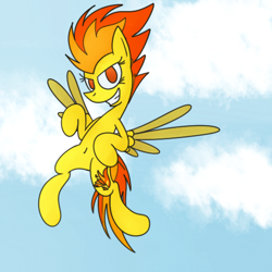 Size: 1024x1024 | Tagged: safe, artist:mr. rottson, imported from derpibooru, spitfire, belly button, cloud, cloudy, flying