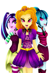 Size: 4000x5573 | Tagged: safe, artist:scarlet-spectrum, imported from derpibooru, adagio dazzle, aria blaze, sonata dusk, equestria girls, simple background, sleeveless, the dazzlings, transparent background