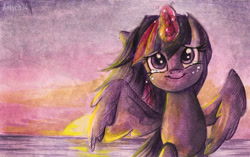 Size: 800x501 | Tagged: safe, artist:antych, imported from derpibooru, twilight sparkle, alicorn, pony, female, mare, solo, traditional art, twilight sparkle (alicorn)