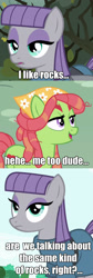 Size: 669x1992 | Tagged: safe, edit, edited screencap, imported from derpibooru, screencap, maud pie, tree hugger, earth pony, pony, make new friends but keep discord, comic, drugs, engrish, female, implied crack, implied drugs, lesbian, maudhugger, screencap comic, shipping, tree stoner