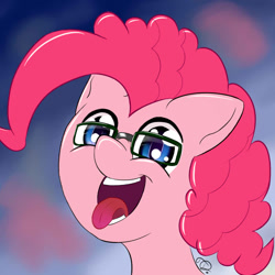 Size: 800x800 | Tagged: safe, artist:fortimpression, imported from derpibooru, pinkie pie, pony, female, glasses, silly, silly pony, solo, tongue out