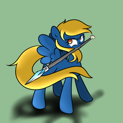 Size: 1200x1200 | Tagged: safe, artist:fullmetalpikmin, imported from derpibooru, oc, oc only, oc:rainy season, pegasus, pony, solo, spear, weapon