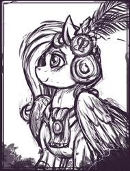 Size: 828x1091 | Tagged: safe, artist:bantha, imported from derpibooru, fluttershy, make new friends but keep discord, clothes, dress, female, gala dress, grayscale, monochrome, solo