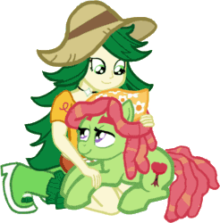 Size: 500x508 | Tagged: safe, artist:oneovertwo, imported from derpibooru, sweet leaf, tree hugger, equestria girls, make new friends but keep discord, animated, background human, cute, female, huggerbetes, petting