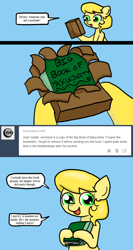 Size: 640x1200 | Tagged: safe, artist:ficficponyfic, imported from derpibooru, oc, oc only, oc:golden brisk, pony, ask golden brisk, bipedal, comic