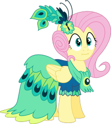 Size: 3000x3353 | Tagged: safe, artist:ruinedomega, imported from derpibooru, fluttershy, make new friends but keep discord, :i, clothes, dress, gala dress, ponyscape, simple background, transparent background, vector, we bought two cakes