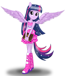 Size: 2308x2676 | Tagged: safe, artist:deannaphantom13, imported from derpibooru, twilight sparkle, equestria girls, bare shoulders, fall formal outfits, female, ponied up, pony ears, simple background, sleeveless, solo, strapless, transparent background, twilight sparkle (alicorn), wings