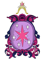 Size: 1445x1870 | Tagged: safe, artist:lord-giampietro, imported from derpibooru, twilight sparkle, big crown thingy, coat of arms, cutie mark, element of magic, heraldry, jewelry, regalia, simple background, solo, transparent background