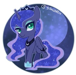 Size: 553x549 | Tagged: safe, artist:sibashen, imported from derpibooru, princess luna, chibi, colored pupils, female, solo