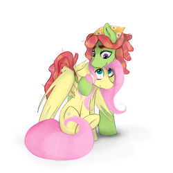 Size: 3240x3240 | Tagged: safe, artist:xenalollie, imported from derpibooru, fluttershy, tree hugger, make new friends but keep discord, cute, female, flutterhugger, huggerbetes, lesbian, shipping, simple background, white background