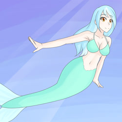 Size: 1280x1280 | Tagged: safe, artist:jonfawkes, imported from derpibooru, lyra heartstrings, human, mermaid, armpits, belly button, bikini, bikini top, cleavage, clothes, female, human lovers, humanized, mermaid lyra, mermaidized, midriff, species swap, swimming, swimsuit