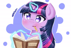 Size: 6500x4400 | Tagged: safe, artist:nekowy, artist:nekowyn, imported from derpibooru, twilight sparkle, absurd resolution, book, female, magic, mouth hold, pencil, sociology, solo, studying