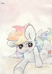 Size: 690x982 | Tagged: safe, artist:slightlyshade, imported from derpibooru, rainbow dash, female, solo, traditional art