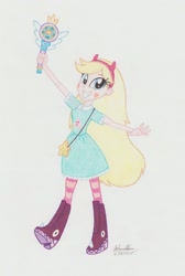 Size: 1024x1524 | Tagged: safe, artist:soulsliver249, imported from derpibooru, human, equestria girls, crossover, cute, drawing, equestria girls plus, equestria girls-ified, female, grin, looking at you, smiling, solo, star butterfly, star vs the forces of evil, traditional art