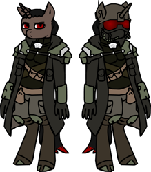 Size: 1116x1273 | Tagged: safe, artist:ravenquill, imported from derpibooru, oc, oc only, oc:lore venture, anthro, unicorn, fallout equestria, anthro oc, clothes, coat, elite riot gear, fallout, female, gas mask, helmet, mask, new canterlot republic, rule 63, solo