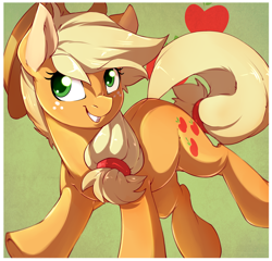 Size: 2600x2500 | Tagged: dead source, safe, artist:rainbowscreen, imported from derpibooru, applejack, earth pony, pony, cute, female, freckles, hat, jackabetes, mare, smiling, solo