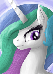 Size: 1711x2353 | Tagged: safe, artist:inkrose98, imported from derpibooru, princess celestia, female, portrait, solo