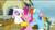 Size: 1920x1080 | Tagged: safe, imported from derpibooru, screencap, gilda, pinkie pie, rainbow dash, earth pony, griffon, pegasus, pony, the lost treasure of griffonstone, :i, cute, discovery family logo, eyes closed, female, griffon teeth, grin, group hug, hug, mare, ot3, smiling, tears of joy