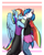 Size: 1280x1600 | Tagged: safe, artist:krd, imported from derpibooru, dj pon-3, rainbow dash, vinyl scratch, oc, oc:krd, anthro, clothes, duo, ear piercing, female, gay pride flag, ireland, kissing, lesbian, lgbt, piercing, pride, shipping, skirt, vinyldash