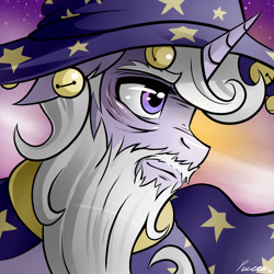 Size: 1900x1900 | Tagged: safe, artist:whitepone, imported from derpibooru, star swirl the bearded, pony, unicorn, bags under eyes, bust, male, signature, solo, stallion