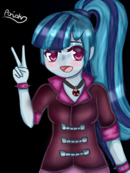 Size: 480x639 | Tagged: safe, artist:xcrazyrainbowx, imported from derpibooru, sonata dusk, equestria girls, rainbow rocks, female, peace sign, solo