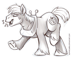 Size: 900x721 | Tagged: safe, artist:spainfischer, imported from derpibooru, big macintosh, earth pony, pony, cute, macabetes, male, monochrome, singing, sketch, solo, stallion, unshorn fetlocks