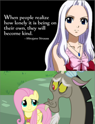 Size: 500x656 | Tagged: safe, imported from derpibooru, discord, fluttershy, fairy tail, mirajane strauss, quote