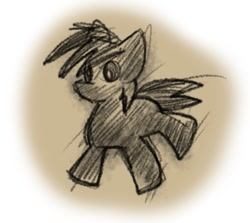 Size: 511x455 | Tagged: safe, artist:zutcha, imported from derpibooru, earth pony, pony, fanfic:the last pony on earth, ponies after people, blank flank, crayon, crude sketch, female, hooves, illustration, mare, monochrome, solo, traditional art