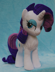 Size: 600x784 | Tagged: safe, artist:nazegoreng, imported from derpibooru, rarity, irl, photo, plushie, solo, watermark