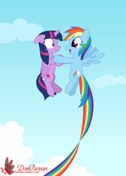 Size: 5000x7000 | Tagged: safe, artist:waveywaves, imported from derpibooru, rainbow dash, twilight sparkle, alicorn, pony, absurd resolution, female, flying, lesbian, mare, shipping, twidash, twilight sparkle (alicorn), vector