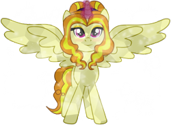 Size: 6180x4500 | Tagged: safe, artist:mixiepie, imported from derpibooru, adagio dazzle, alicorn, pony, absurd resolution, adagicorn, crystal alicorn, crystallized, female, glowing horn, looking at you, magic, ponified, simple background, smiling, solo, spread wings, transparent background, vector, xk-class end-of-the-world scenario