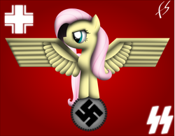 Size: 3500x2730 | Tagged: safe, artist:facelesssoles, imported from derpibooru, fluttershy, nazi, op is a duck, op is trying to start shit, swastika, wehrmacht