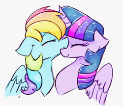 Size: 1585x1372 | Tagged: safe, artist:php14, deleted from derpibooru, imported from derpibooru, rainbow dash, twilight sparkle, alicorn, pony, blushing, cute, eyes closed, female, floppy ears, lesbian, mare, nuzzling, shipping, smiling, twidash, twilight sparkle (alicorn)