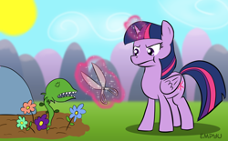 Size: 1000x619 | Tagged: safe, artist:empyu, imported from derpibooru, twilight sparkle, alicorn, pony, audrey 2, female, gardening, hedge clippers, hilarious in hindsight, little shop of horrors, mare, twilight sparkle (alicorn)