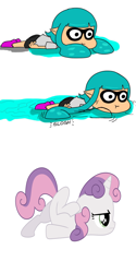 Size: 500x1000 | Tagged: safe, anonymous artist, imported from derpibooru, sweetie belle, inkling, comparison, scootie belle, scooting, sloosh, splatoon