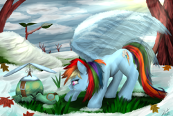 Size: 5520x3720 | Tagged: safe, artist:vinicius040598, imported from derpibooru, rainbow dash, tank, tanks for the memories, absurd resolution, backwards cutie mark, crepuscular rays, sleeping, snow, spread wings