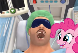 Size: 757x522 | Tagged: safe, imported from derpibooru, pinkie pie, the lost treasure of griffonstone, bob, broken teeth, smiling, surgeon simulator 2013